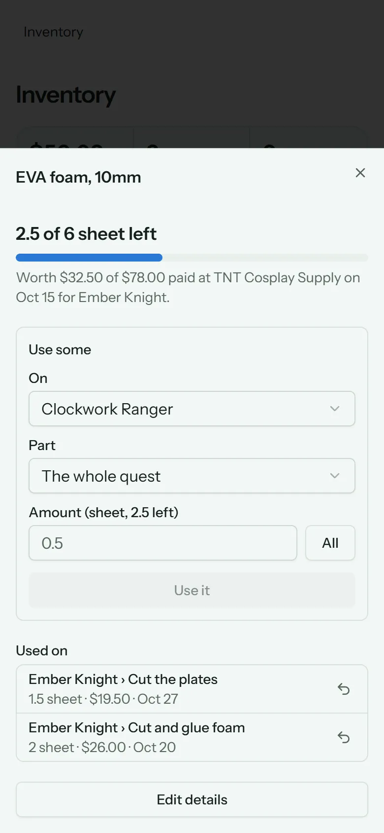 Using some of a supply